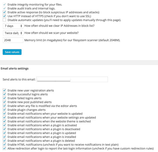 Sucuri WordPress Settings