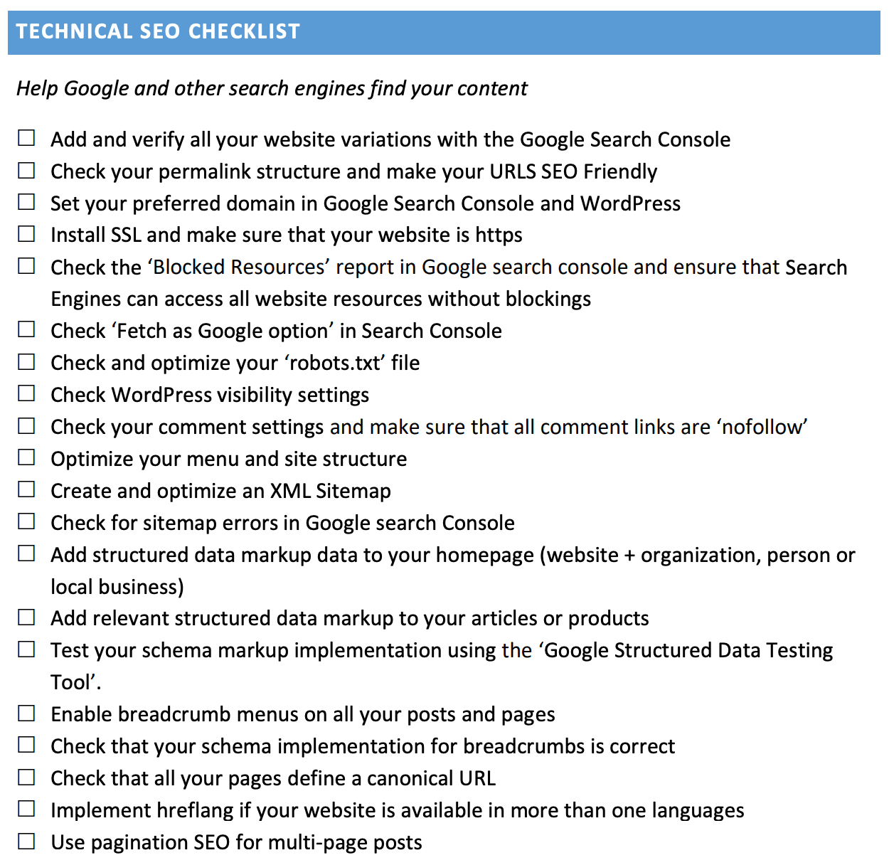 Technical SEO Checklist