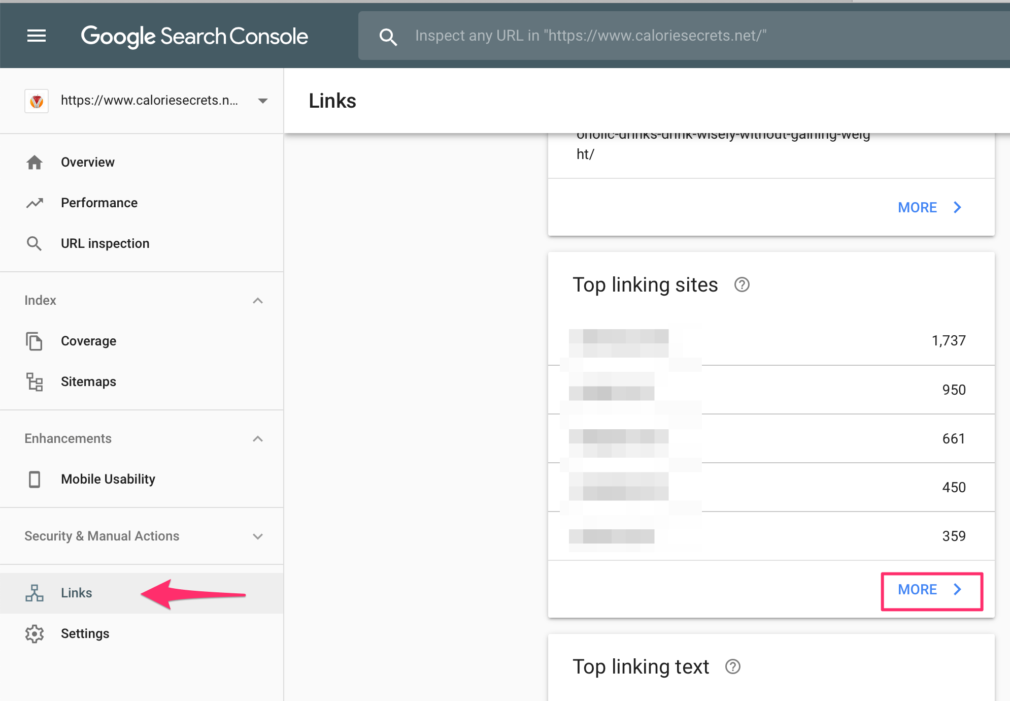 Top Linking Sites Report