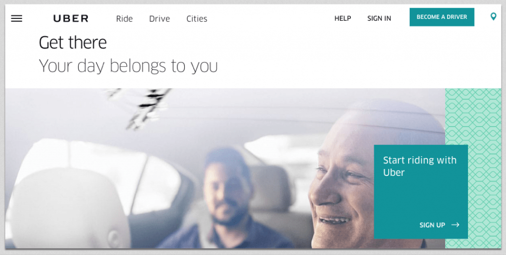 uber landing page example