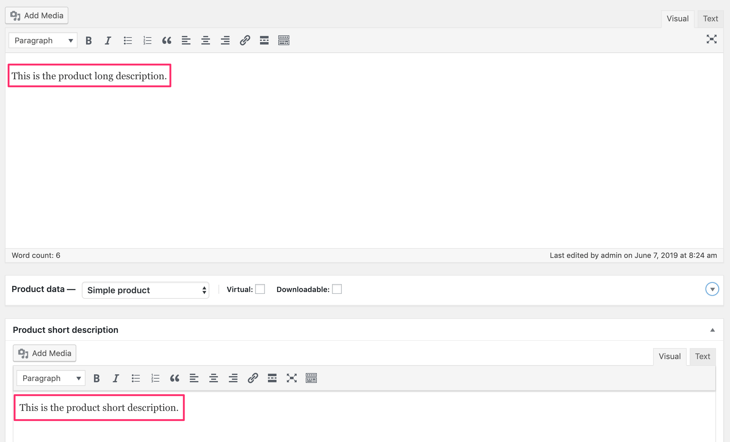 Edit WooCommerce Product Description