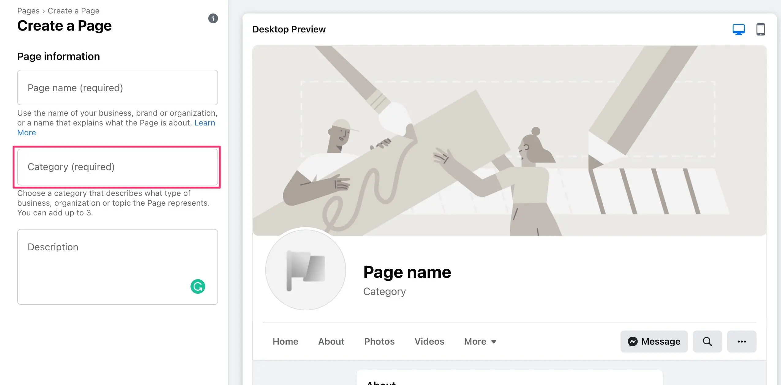 business page category